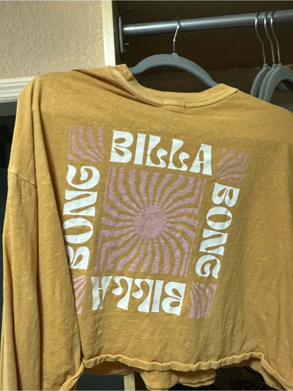Billabong mustard crop top long sleeve